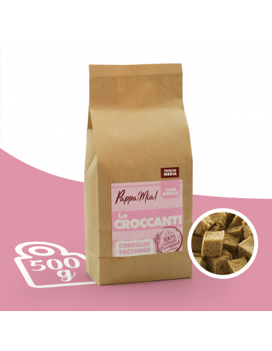 Crocchette naturali per cani al Coniglio e Tacchino 500 gr