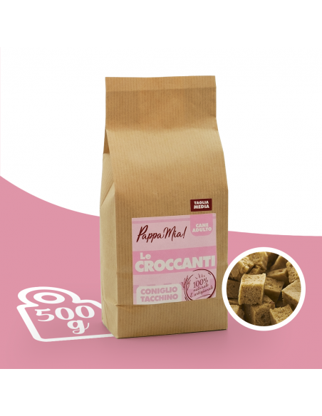 Crocchette naturali per cani al Coniglio e Tacchino 500 gr Crocchette naturali per cani al Coniglio e Tacchino 500 gr