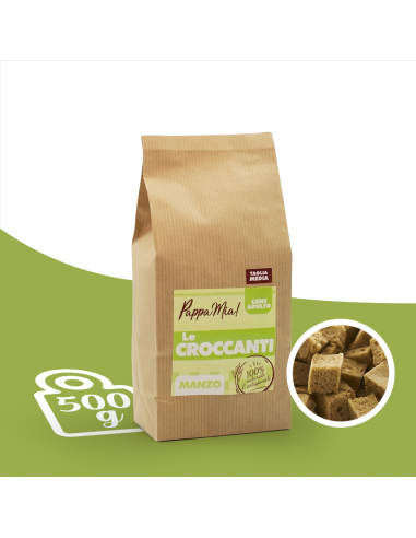 Crocchette artigianali per cani al manzo 500 gr