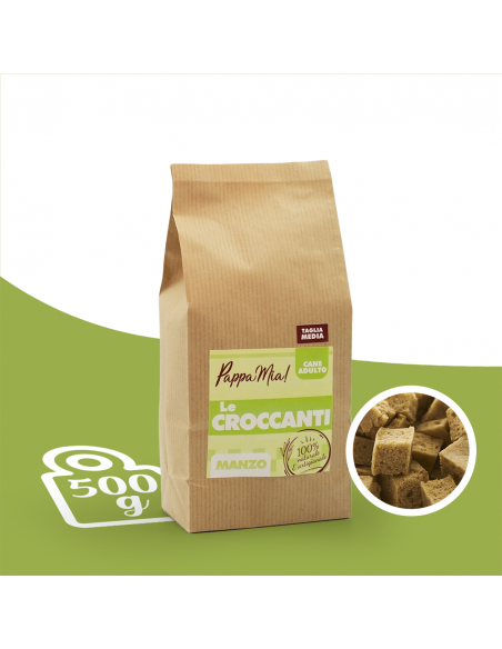 Crocchette artigianali per cani al manzo 500 gr