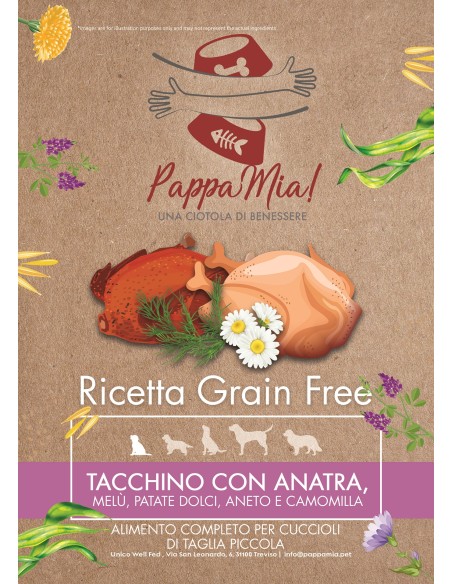 Le Croccanti per CUCCIOLO al Tacchino con anatra, patate dolci, aneto e camomilla - tg piccola